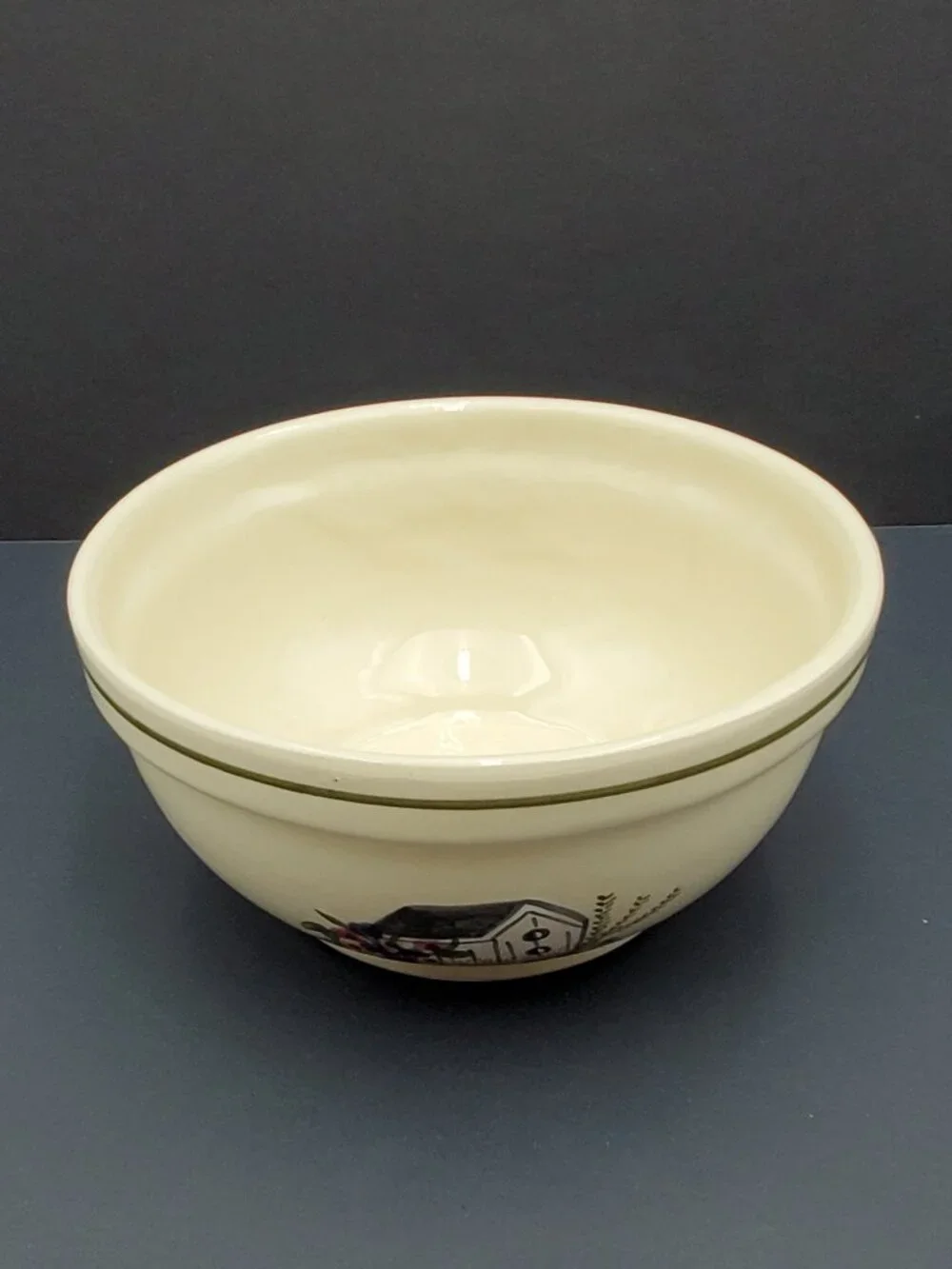 Alpine Pottery Birdhouse & Flowers Mixing Bowl Vintage Vegetable Serving Bowl